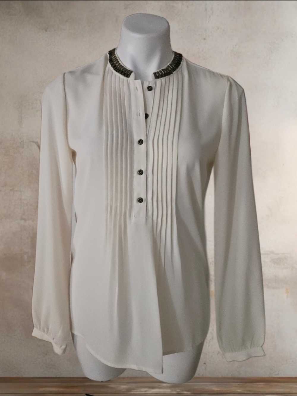 Banana Republic Heritage Collection Women Ivory Long Sleeve Blouse XS - Picture 2 of 5